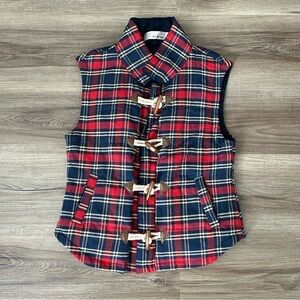 EZ Clothing Blue Red Flannel Vest jacket women Size Small